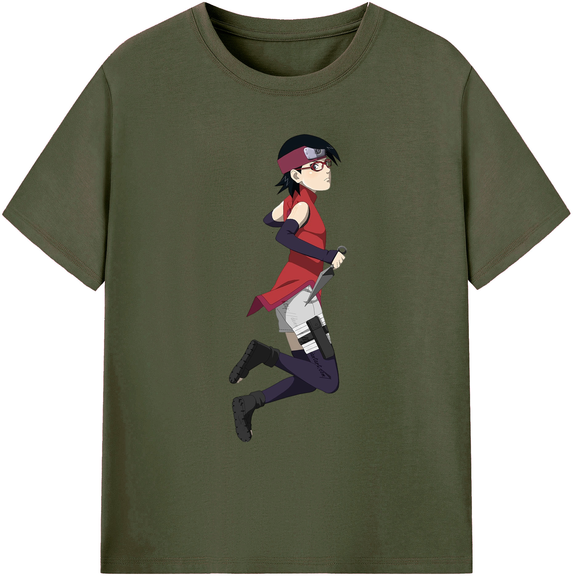 （画像用） NARUTO -ナルト- うちは サラダ Uchiha Sarada 綿100％ メンズ半袖Tシャツ｜肌触りやわらか＆通気性